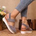 Women Closed Toe Wedge Sandals Women Summer Buckle Strap Gladiator Shoes Woman Fashion Espadrilles Platform Sandalias Mujer.