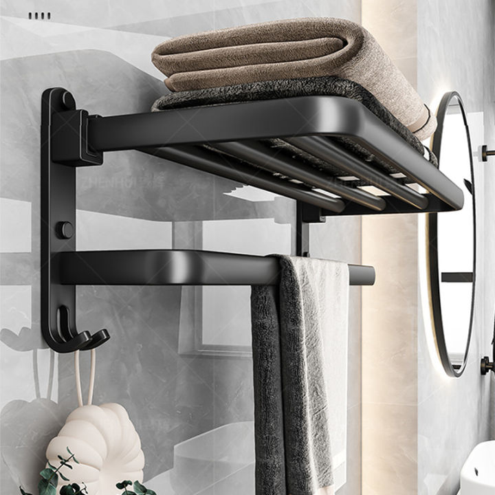 50CM%20Matte%20Black%20Folding%20Holder%20With%20Hook%20Towel%20Holder%20Wall%20Mount%20AluminumTowel%20Rack%20Bathroom%20shower%20rack%20Bathroom%20Accessories%20-%20Image%202