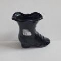 Porcelain Shoe Miniature Black  with red Flowers Boot for home decoration / shoes for home decor. 