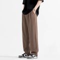 Becoolman -4 colors men's ice fiber sports pants light and breathable elastic waist casual sports straight pants feet compression pants. 