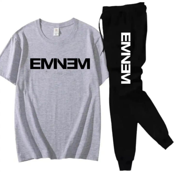 Grey Eminem  Printed Tracksuit For Men & Boys - Soft & Comfortable Fabric Trouser & tshirts for men