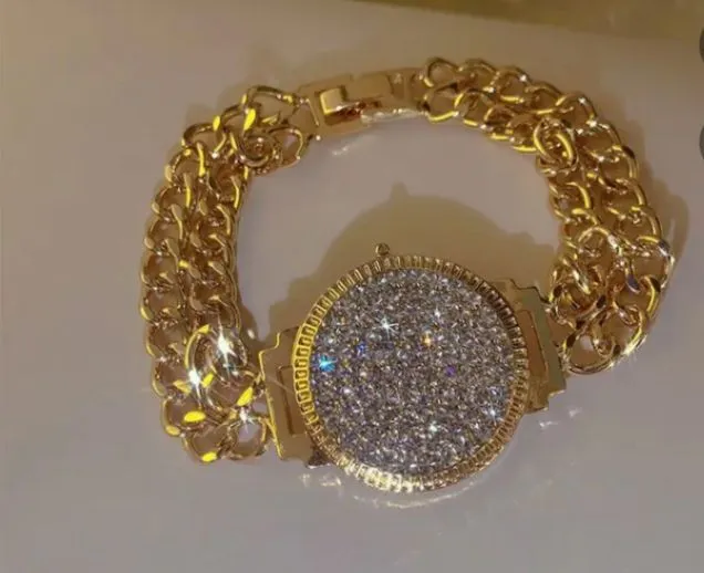 DELICATE%20crystal%20gold%20metal%20watch%20shape%20Bracelet%20For%20girls,womens%20-%20Image%202