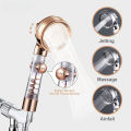 1Pc 3 Modes Turbocharged Shower Head Adjustable High Pressure Water Saving Handheld Showerhead Massage Filter Rainfall Nozzle.