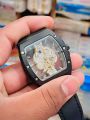 UNRAION Watch for Mens Original Hollow Out Design Square Waterproof Gold Non Mechanical Wristwatch. 
