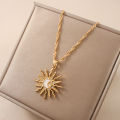 1Pcs Shining Rhinestone Unique Design Sun Star Moon Three In One Pendant Necklace Retro Women's Daily Versatile Party Jewelry.
