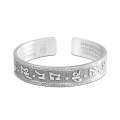 Original Retro 999 Silver Charm Embossed Engraved Six Character Mantra Bracelet for Women Solid Heart Sutra bangles Jewelry. 