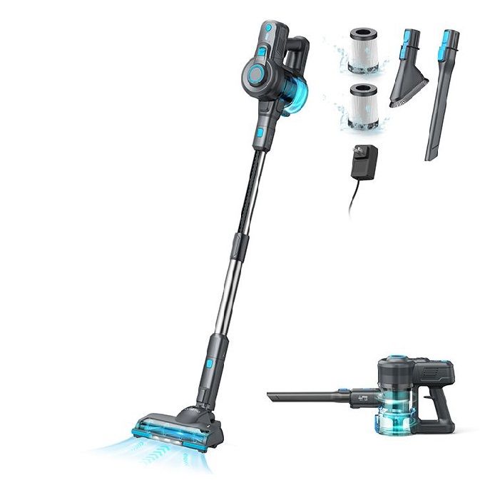 Oraimo Cordless Vacuum Cleaner OSV-102,  6-in-1 Stick Vacuum with 2200mAh*6 Rechargeable Battery, Vacuum Cleaner for Home with Self-Standing, Handheld Vacuum for Home Kitchen Hard Floor Carpet Pet Hair