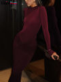 Weird Puss Hipster Ruched Dress Women O-Neck Full Sleeve Skinny Stretch Robe Autumn Trend Simple Classic Pleats Long Bodycon.