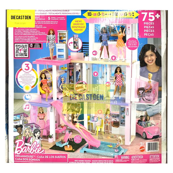 Barbie DreamHouse (Original & Imported) with 75+ Pieces & Accessories and Wheelchair Accessible Elevator, 10 Play Areas, 3 Custom Light Settings & Music