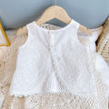 Girls 2024 Summer Clothing Sets Hollow Lace Suit Baby Casual Sleeveless T-shirt+Shorts Kids Clothing Sets Baby Clothes Outfits. 