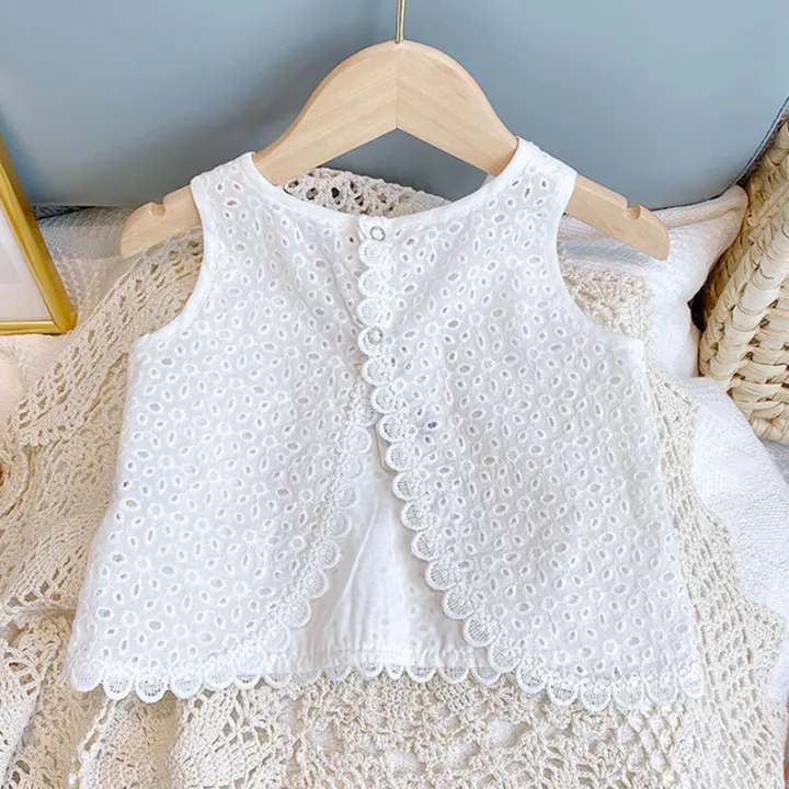 Girls%202024%20Summer%20Clothing%20Sets%20Hollow%20Lace%20Suit%20Baby%20Casual%20Sleeveless%20T-shirt+Shorts%20Kids%20Clothing%20Sets%20Baby%20Clothes%20Outfits%20-%20Image%205