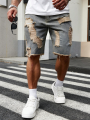 Summer New Men's Fashion Stretch Denim Shorts Retro High Street Style Old Slim Fit Short Jeans Splicing Design Cotton Brand. 