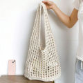 Fashion Crochet Bags For Women Summer Beach Tote Bag Raffia Aesthetic Knitted Handbag Bohemian Hollow Shoulder Bag Shopping Bag.