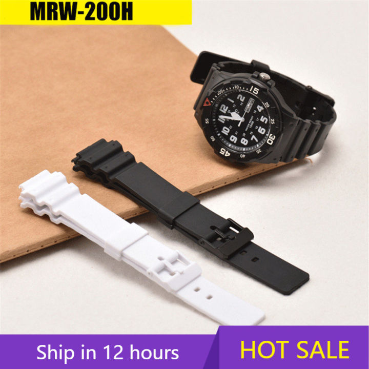Resin Strap For Casio MRW-200H 18MM Watch Band Mens Sports Waterproof Black White  Replacement Watch Accessories