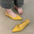 2026 New Concise Pointed Toe Square Low Heels Women Sandals Elegant Slingbacks Banquet Party Mule Shoes.
