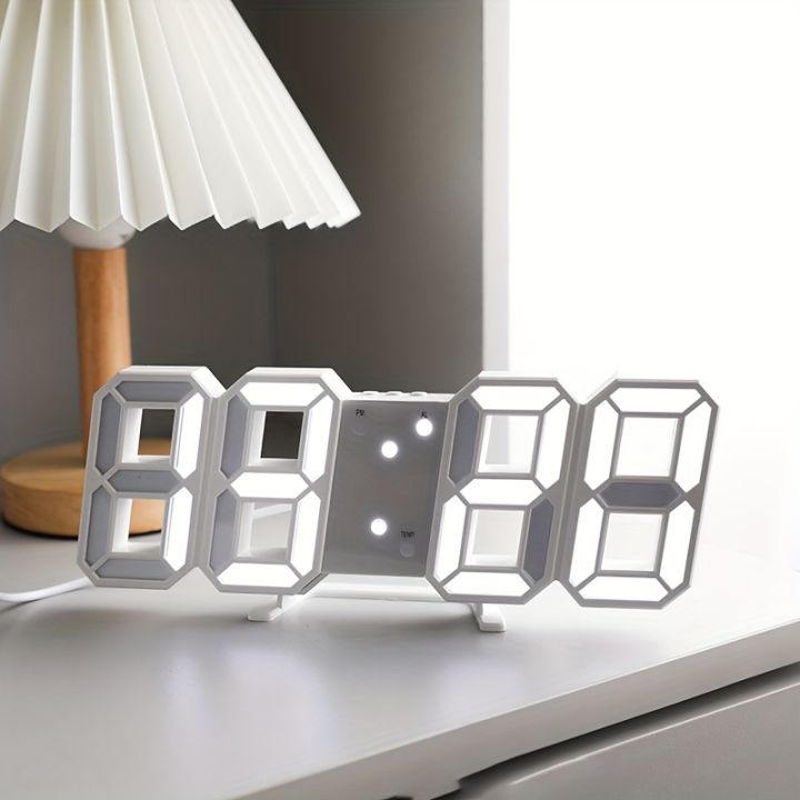 3D LED Wall Clock: Modern Digital Design with Nightlight & Luminous ...