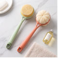 2-in-1 Long Handle Body Scrubber – Dual Sided Shower Brush with Soft Bristles & Mesh Loofah Sponge. 