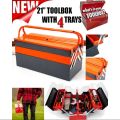 HD HIGH QUALITY PORTABLE METAL TOOLBOX 5 TRAYS. 