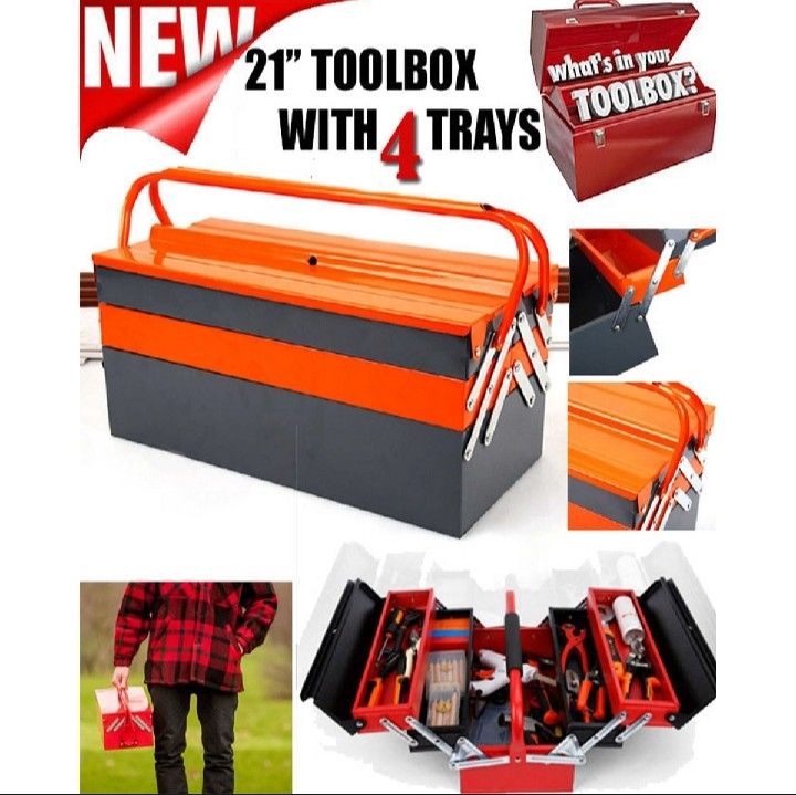 HD HIGH QUALITY PORTABLE METAL TOOLBOX 5 TRAYS