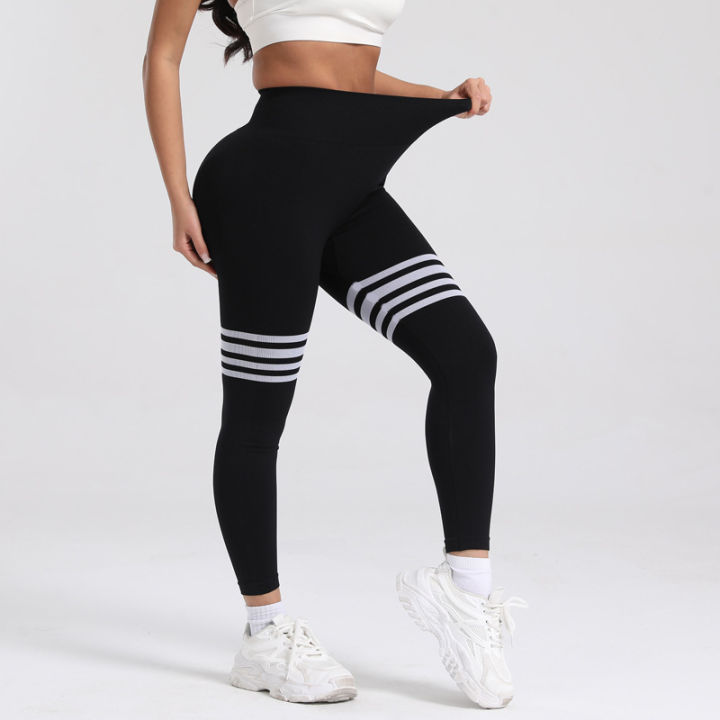 Women's%20High-Waisted%20Butt-Lifting%20Yoga%20Pants,%20Striped%20Seamless%20Fitness%20Leggings,%20Tummy%20Control%20Workout%20Pants%20-%20Image%205