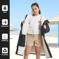 Waterproof Kids Changing Robe, Fluffy Wearable Blanket, Warm Soft Towel Hoodie , Swim Surf Poncho for 5-12 Years.