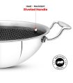 Steel Triply Honey Comb Non stick Kadai 24 cm. 