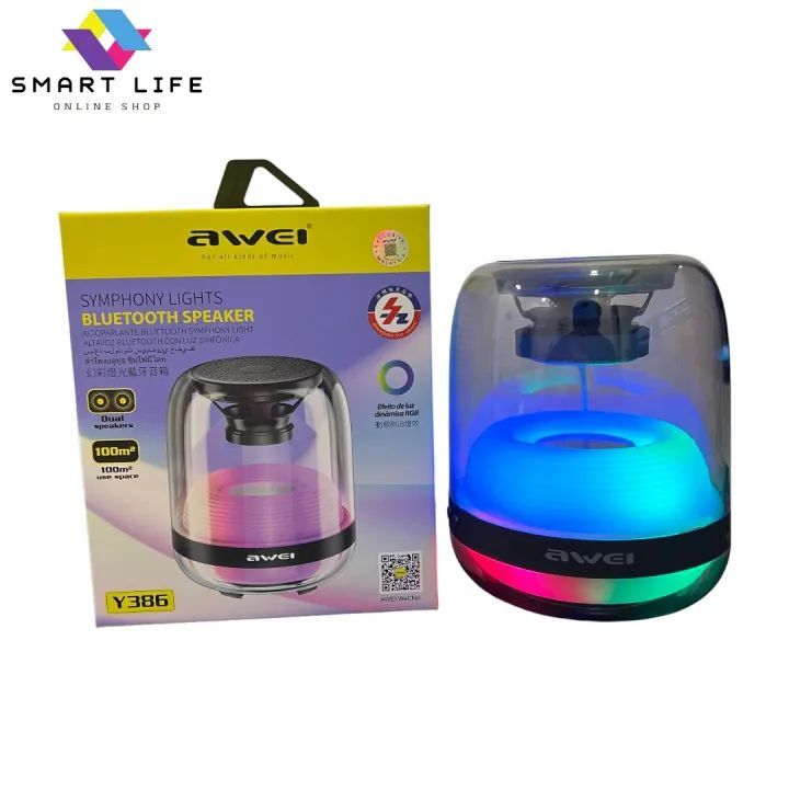 AWEI Y386 8W Portable Bluetooth Speaker 9D Surround Stereo Deep Bass 1200mAh Battery RGB Light Outdoor Wireless Speaker