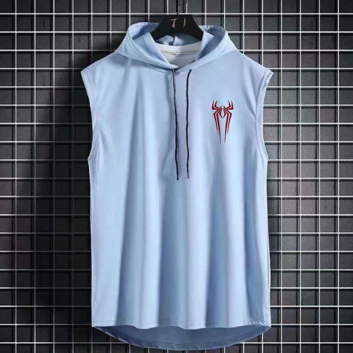 Summer%20Hooded%20Sweatshirt%20New%20Men's%20Sleeveless%20Loose%20T-Shirt%20Solid%20Color%20Lightweight%20Hooded%20Sweatshirt%20Fitness%20Breathable%20Collar%20-%20Image%205