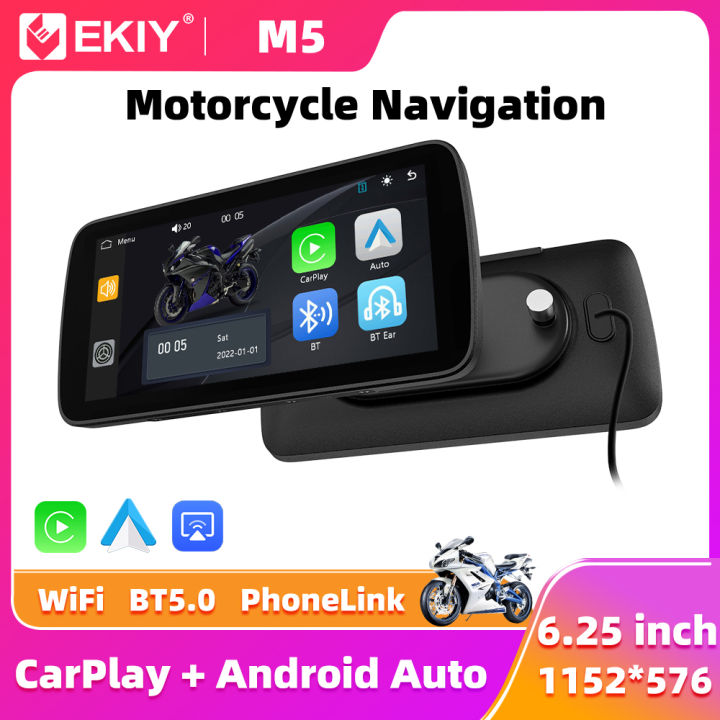 EKIY 6.25" Portable Digital Motorcycle Dashboard Navigation Removable Display Screen Wireless CarPlay Moto Android Auto TPMS