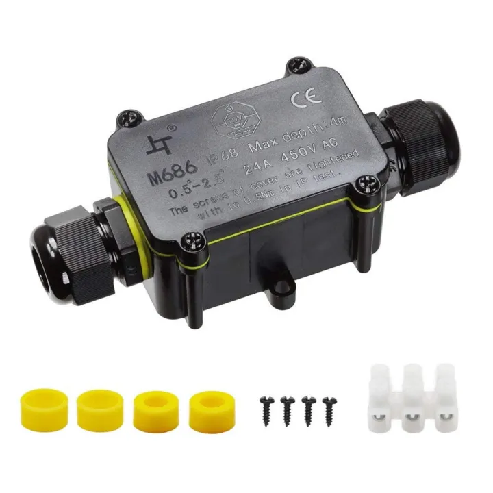 Junction%20Box%20Waterproof%20IP68%202%20Way%20Plug%20Line%20M20%20Coaxial%20Cable%20Connector%20Wire%20Range%205%20to%2012mm%20Outdoor%20Electric%20Power%20Cord%20Boxes%20-%20Image%202