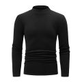 4/1 Piece Autumn And Winter Men's Semi High Neck Warm Windproof Base Top Solid Color Versatile Youth Casual Sports Thick Base T-. 