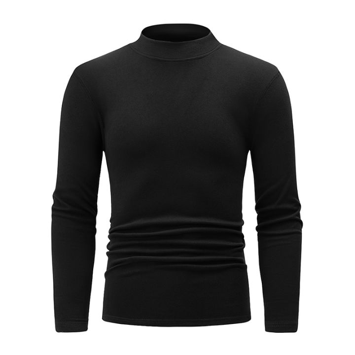 4/1%20Piece%20Autumn%20And%20Winter%20Men's%20Semi%20High%20Neck%20Warm%20Windproof%20Base%20Top%20Solid%20Color%20Versatile%20Youth%20Casual%20Sports%20Thick%20Base%20T-%20-%20Image%202