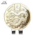 Removable Golf Ball Marker Year of the Golden Dragon With Magnetic Hat Cap Clips For Golfer Boys Girl Alloy Marker.