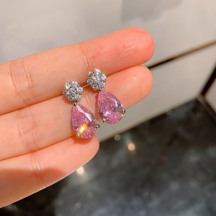 Huitan%20Temperament%20Sweet%20Pink%20Pear%20Cubic%20Zirconia%20Drop%20Earrings%20for%20Women%20Exquisite%20Flower%20Shape%20Earrings%20Gift%20Statement%20Jewelry%20-%20Image%203