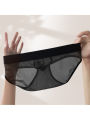 Men  Briefs Mesh Sheer Underwear Low Rise U Convex Pouch Panties Mesh Transparent Breathable Lingerie String Homme. 