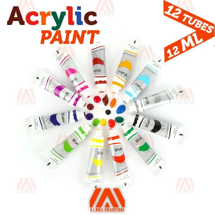 Qian Color HOTTEST SALE Acrylic Color Set 12 Colors 12 ml Water Based Acrylic ...