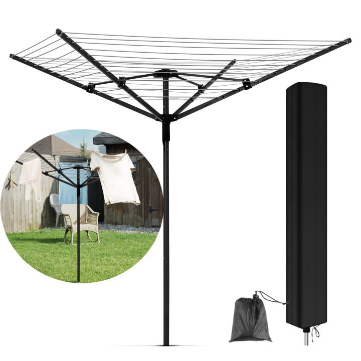 Outdoor Covered Cloths Rack Rotary Outdoor Umbrella Clothes Drying Rack Cover Waterproof Weather ...