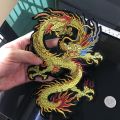 Chinese Style Gold Dragon Cloth Stickers Flying Dragon Embroidery Patch Decal Cheongsam Embroidery. 