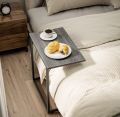 Modern Sofa Side Table for Living Room | Metal Frame with Wooden Top | C-Shaped Couch Table for Snacks, Coffee, Laptop & Home Décor. 