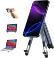 Foldable Multi Device Stand for Mobile Phone Tablet Laptop – Portable Adjustable Aluminum Alloy Desktop Stand with Anti Slip Pads. 