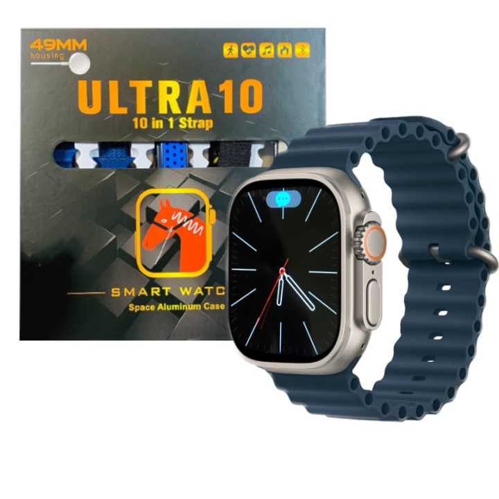 Smart Watch ULTRA 10 ,10 in 1 Strap 
Bluetooth Calling 
Wireless Charging
Silicon Watch Case
With 49MM Big Display