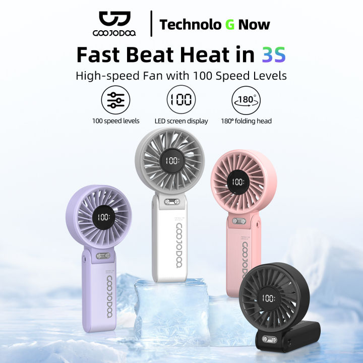GOOJODOQ Portable Versatile Mini Fan Quiet and High-speed Airflow 100-level Stepless Speed 4000mAh Adjustment Folding Neck Fan