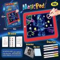 TAVORE Magic Pad Light-Up Drawing Board for Kids – Glowing Writing & Drawing Tablet with Neon Pens, Stencils & Fun Guide | Reusable & Educational Toy.
