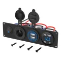 DaierTek 4 in 1 ON/OFF Charger Socket Panel Dual USB Socket Power Outlet & LED Voltmeter &Cigarette Lighter Socket& LED Switch. 