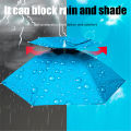 Rain Umbrella Hat Foldable Sun Shade Waterproof Fishing Headwear Cap Beach Head Hats Double-Layer UV Protection Sunscreen.