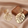 Bohemian Hollow Exaggerated Leaf Dangle Drop Earring For Women Lady Geometric Gold-color Tropical Plant Female Jewelry New .