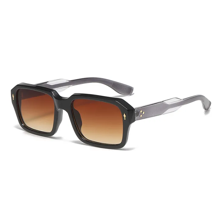 2024%20New%20Square%20Sunglasses%20Personalized%20Sunscreen%20Ink%20High%20Quality%20Men's%20Retro%20Black%20Classic%20Rivet%20Fashion%20Glasses%20-%20Image%203
