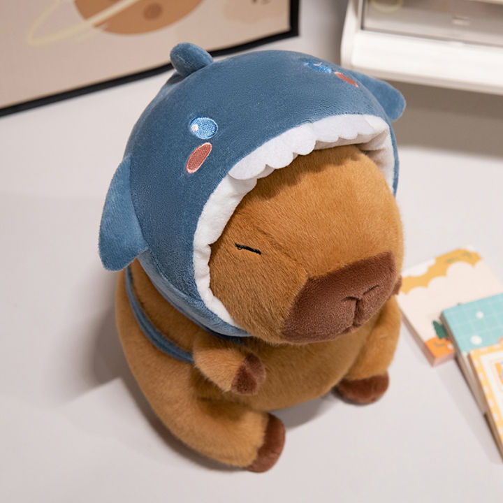 Cute Shark Head Backpack Plush Toy with Capybara Design Adorable Stuffed Doll  Birthday and Holiday  for Kids or Friends