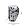 Vintage Silver Twisted Melting Clock Creative Melting Right-angle Silent Clock Decoration Home Office. 