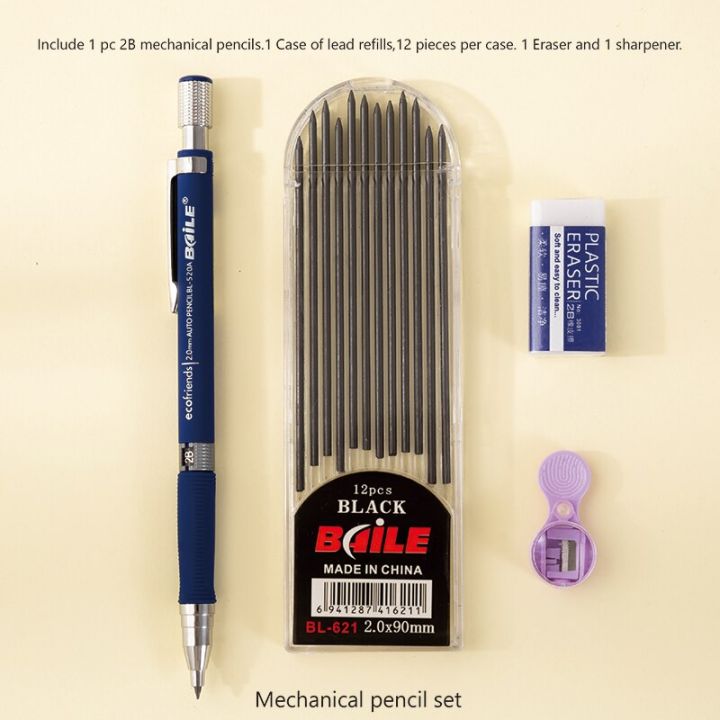 2.0mm%20Mechanical%20Pencil%20Set%202B%20Automatic%20Pencils%20With%20Black%20Lead%20Refills%20For%20Writing%20-%20Image%205